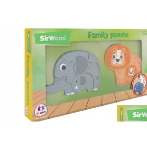 SirWood Ξύλινο παζλ 2 τεμαχίων με ζωάκια ελέφαντα και λιοντάρι (39929-1)