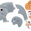 SirWood Ξύλινο παζλ 2 τεμαχίων με ζωάκια ελέφαντα και λιοντάρι (39929-1)