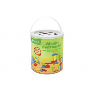 Sirwood Κουβάς με 100 ξύλινα τουβλάκια (40601)