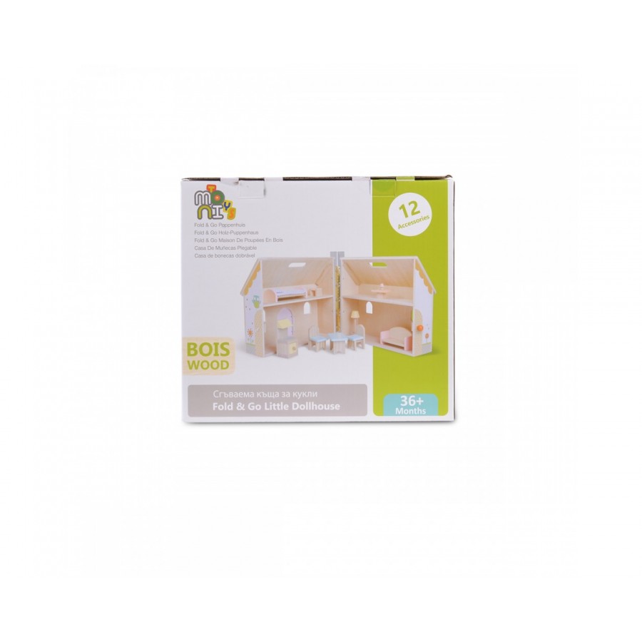 ΜΟΝΙ Ξύλινο Κουκλόσπιτο 4139 Wooden foldable doll house (3800146221492)