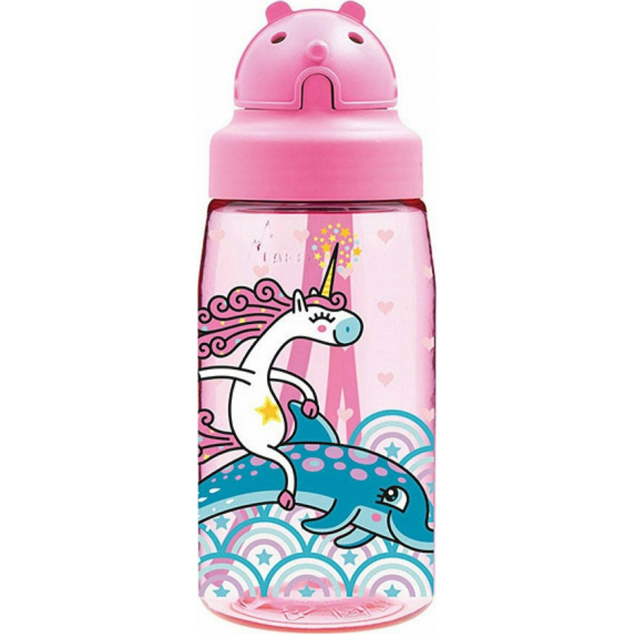 Laken Πλαστικό Παγούρι με Καλαμάκι Unicorn 450ml (OBYJU)