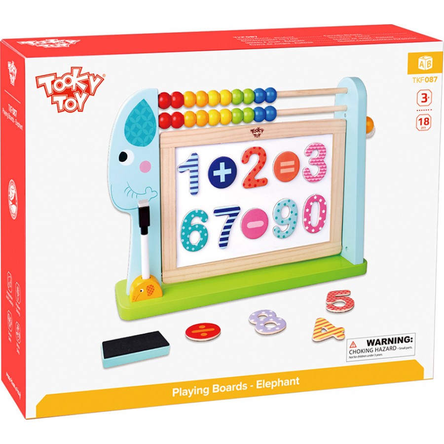 Tooky Toys Ξύλινος Μαυροπίνακας Διπλής Όψεως με Αριθμητική Elephant (TKF087)