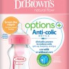 Dr. Brown's Natural Flow Options+ Ροζ Πλαστικό Μπιμπερό με Φαρδύ Λαιμό και Θηλή Σιλικόνης 2x270ml (WB 92601)