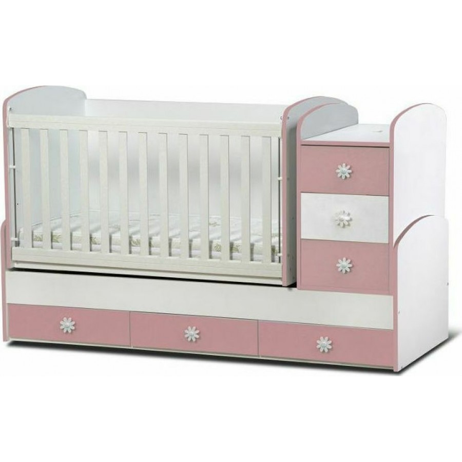  Πολυμορφική κούνια μωρού Dessy Maxi White-Pink (Dzb-White-Pink)