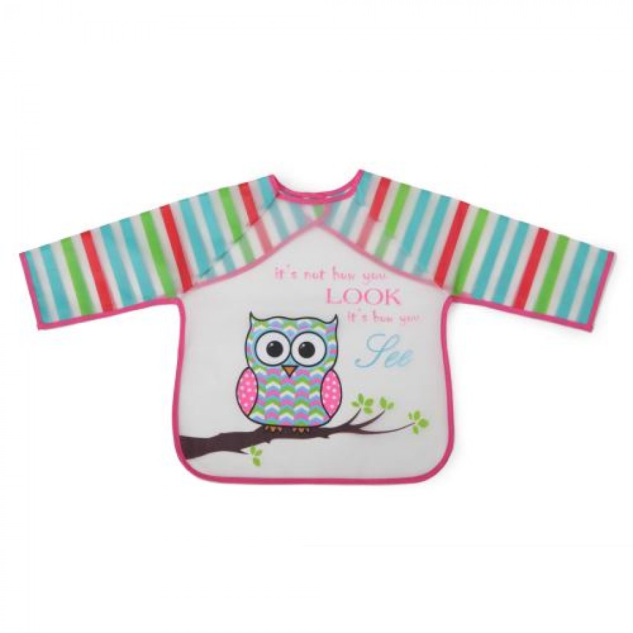 Σαλιάρα με μανίκι Βaby Messy Pink Owl Cangaroo (103536)