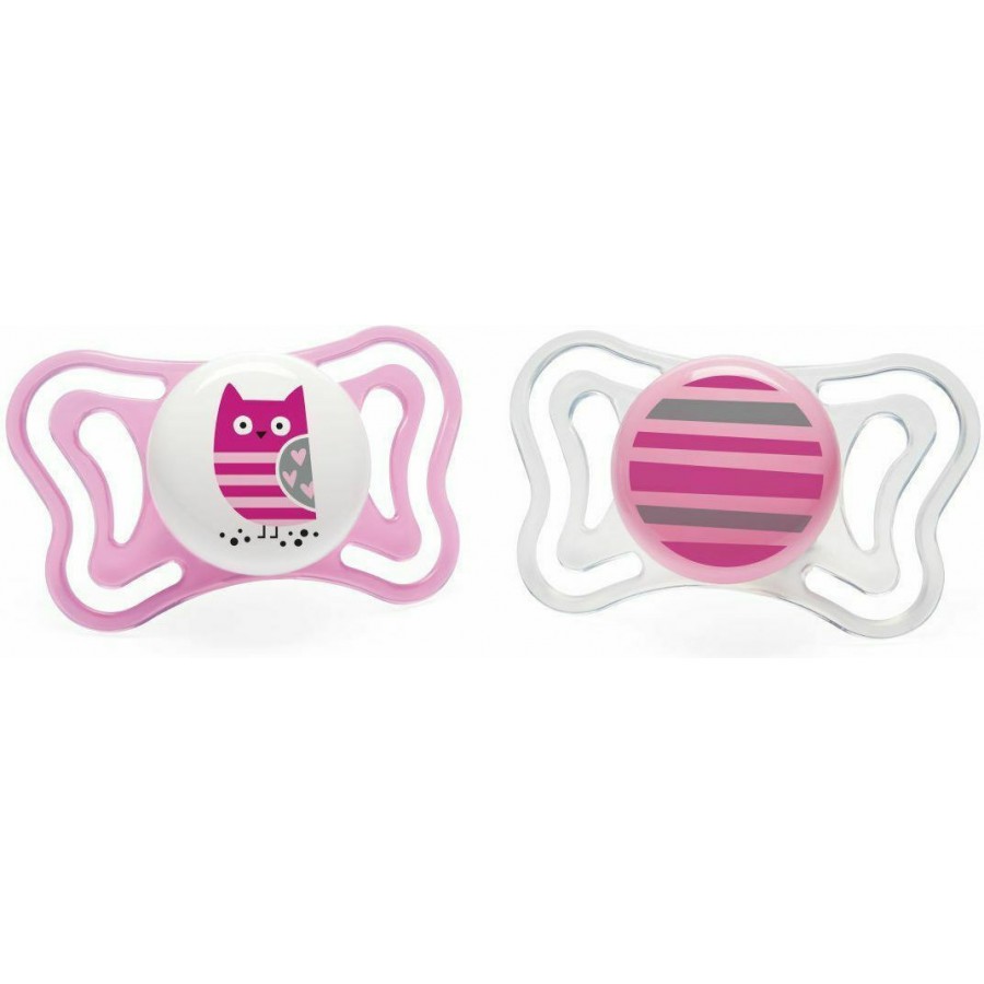 Chicco PhysioForma Light Σιλικόνης Pink/White Owl/Lines 6-16m 2τμχ (C20-71033-11)