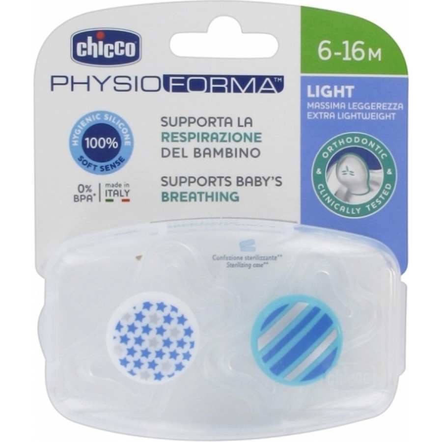 Chicco PhysioForma Light Σιλικόνης Blue/White Lines/Stars 6-16m 2τμχ (C20-71033-21)