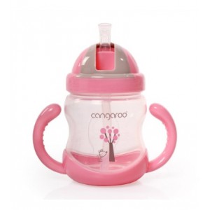 Εκπαιδευτικό κύπελλο με καλαμάκι 280ml Pink Cangaroo  (106618)