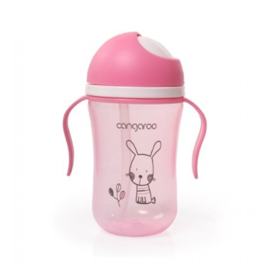 Εκπαιδευτικό κύπελλο με καλαμάκι 300ml Bunny Pink Cangaroo  (106617)