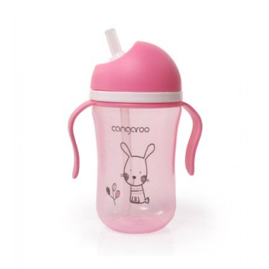 Εκπαιδευτικό κύπελλο με καλαμάκι 300ml Bunny Pink Cangaroo  (106617)