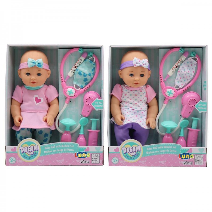 Luna Toys Κούκλα Μωράκι 30 εκ. Σετ Ιατρικής (000622185)